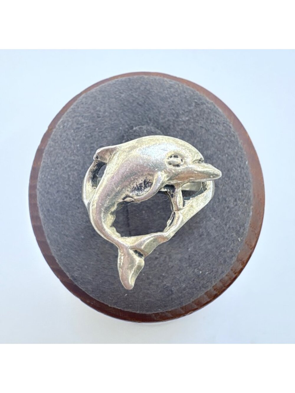Dolphin Design Openwork Statement Ring Sterling Silver 925 Size 6.5